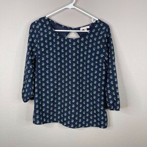 Skies are Blue Womens Blouse Size S 3/4 Sleeve‎ Keyhole Back Workwear